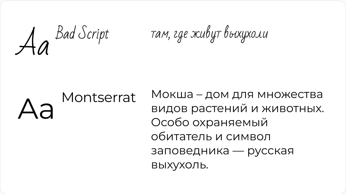 Шрифтовая пара Bad Script и Montserrat